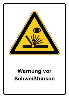 Aufkleber Warnzeichen Piktogramm & Text deutsch · Warnung vor Schweißfunken (Warnaufkleber)