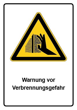 Aufkleber Warnzeichen Piktogramm & Text deutsch · Warnung vor Verbrennungsgefahr (Warnaufkleber)