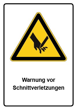 Magnetschild Warnzeichen Piktogramm & Text deutsch · Warnung vor Schnittverletzungen