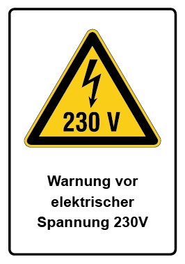 Kombi Aufkleber Warnung vor elektrischer Spannung 230V