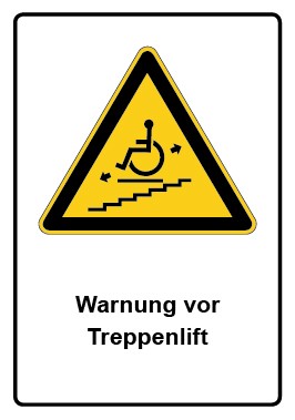 Aufkleber Warnzeichen Piktogramm & Text deutsch · Warnung vor Treppenlift (Warnaufkleber)