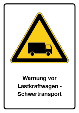 Aufkleber Warnzeichen Piktogramm & Text deutsch · Warnung vor Lastkraftwagen - Schwertransport (Warnaufkleber)