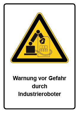 Schild Warnzeichen Piktogramm & Text deutsch · Warnung vor Gefahr durch Industrieroboter