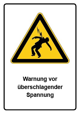 Aufkleber Warnzeichen Piktogramm & Text deutsch · Warnung vor überschlagender Spannung (Warnaufkleber)