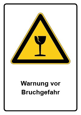 Aufkleber Warnzeichen Piktogramm & Text deutsch · Warnung vor Bruchgefahr (Warnaufkleber)