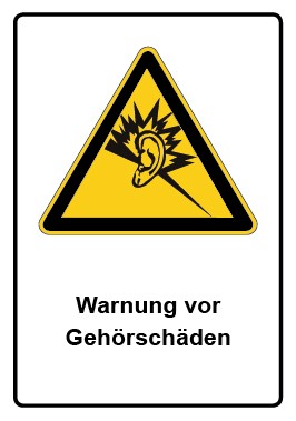 Schild Warnzeichen Piktogramm & Text deutsch · Warnung vor Gehörschäden