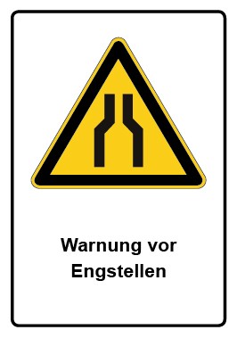 Schild Warnzeichen Piktogramm & Text deutsch · Warnung vor Engstellen | selbstklebend