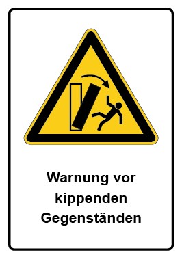Aufkleber Warnzeichen Piktogramm & Text deutsch · Warnung vor kippenden Gegenständen (Warnaufkleber)