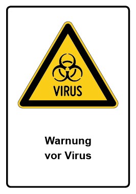 Schild Warnzeichen Piktogramm & Text deutsch · Warnung vor Virus