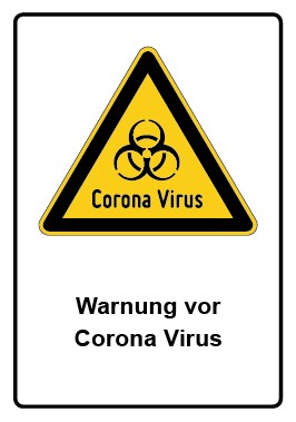 Magnetschild Warnzeichen Piktogramm & Text deutsch · Warnung vor Corona Virus