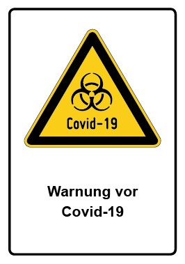 Schild Warnzeichen Piktogramm & Text deutsch · Warnung vor Covid-19