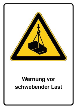 Schild Warnzeichen Piktogramm & Text deutsch · Warnung vor schwebender Last - neu