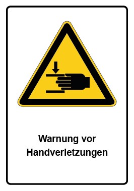 Magnetschild Warnzeichen Piktogramm & Text deutsch · Warnung vor Handverletzungen - neu