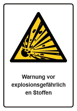 Schild Warnzeichen Piktogramm & Text deutsch · Warnung vor explosionsgefährlichen Stoffen · ISO_7010_W002