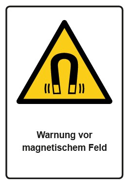 Aufkleber Warnzeichen Piktogramm & Text deutsch · Warnung vor magnetischem Feld · ISO_7010_W006 | stark haftend