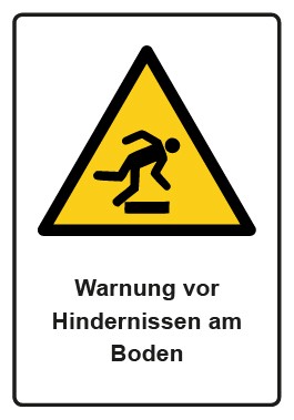 Aufkleber Warnzeichen Piktogramm & Text deutsch · Warnung vor Hindernissen am Boden · ISO_7010_W007 | stark haftend