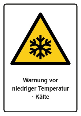 Aufkleber Warnzeichen Piktogramm & Text deutsch · Warnung vor niedriger Temperatur · Kälte · ISO_7010_W010