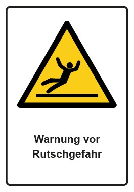 Aufkleber Warnzeichen Piktogramm & Text deutsch · Warnung vor Rutschgefahr · ISO_7010_W011 | stark haftend