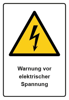Schild Warnzeichen Piktogramm & Text deutsch · Warnung vor elektrischer Spannung · ISO_7010_W012 | selbstklebend