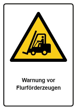 Magnetschild Warnzeichen Piktogramm & Text deutsch · Warnung vor Flurförderzeugen · ISO_7010_W014