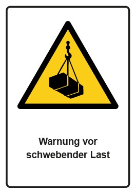 Schild Warnzeichen Piktogramm & Text deutsch · Warnung vor schwebender Last · ISO_7010_W015