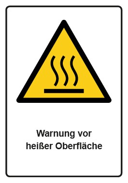 Schild Warnzeichen Piktogramm & Text deutsch · Warnung vor heißer Oberfläche · ISO_7010_W017 | selbstklebend