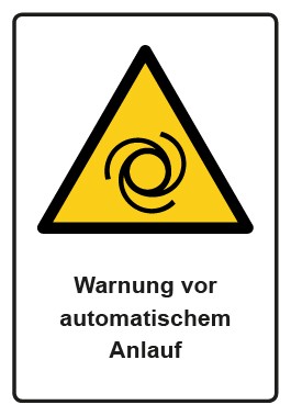 Schild Warnzeichen Piktogramm & Text deutsch · Warnung vor automatischem Anlauf · ISO_7010_W018 | selbstklebend