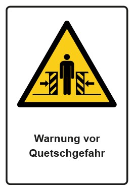 Aufkleber Warnzeichen Piktogramm & Text deutsch · Warnung vor Quetschgefahr · ISO_7010_W019 | stark haftend