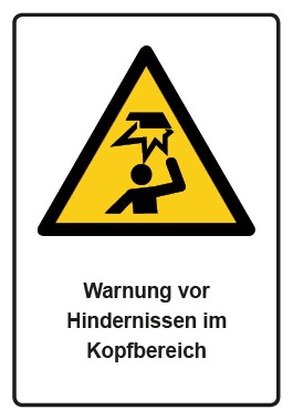 Schild Warnzeichen Piktogramm & Text deutsch · Warnung vor Hindernissen im Kopfbereich · ISO_7010_W020