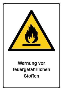 Schild Warnzeichen Piktogramm & Text deutsch · Warnung vor feuergefährlichen Stoffe · ISO_7010_W021