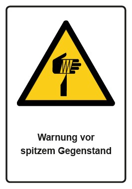 Schild Warnzeichen Piktogramm & Text deutsch · Warnung vor spitzem Gegenstand · ISO_7010_W022 | selbstklebend