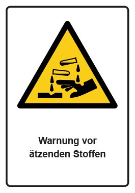 Aufkleber Warnzeichen Piktogramm & Text deutsch · Warnung vor ätzenden Stoffen · ISO_7010_W023 | stark haftend