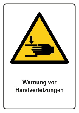 Schild Warnzeichen Piktogramm & Text deutsch · Warnung vor Handverletzungen · ISO_7010_W024