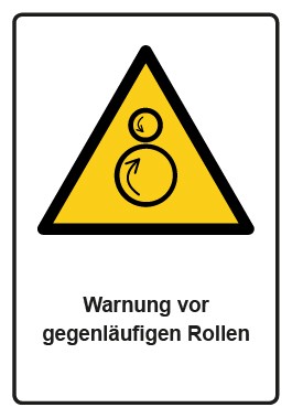 Aufkleber Warnzeichen Piktogramm & Text deutsch · Warnung vor gegenläufigen Rollen · ISO_7010_W025