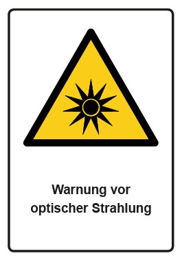 Schild Warnzeichen Piktogramm & Text deutsch · Warnung vor optischer Strahlung · ISO_7010_W027 | selbstklebend