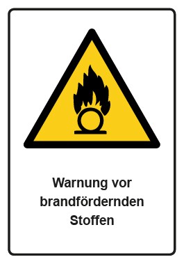 Schild Warnzeichen Piktogramm & Text deutsch · Warnung vor brandfördernden Stoffen · ISO_7010_W028
