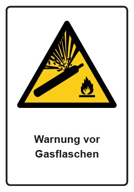 Schild Warnzeichen Piktogramm & Text deutsch · Warnung vor Gasflaschen · ISO_7010_W029 | selbstklebend