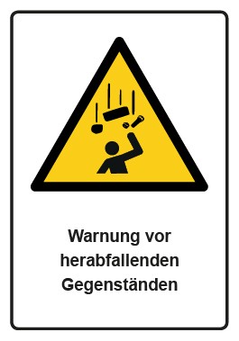 Aufkleber Warnzeichen Piktogramm & Text deutsch · Warnung vor herabfallenden Gegenständen · ISO_7010_W035 | stark haftend