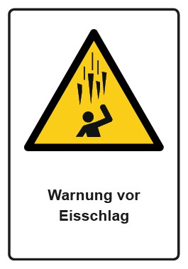 Schild Warnzeichen Piktogramm & Text deutsch · Warnung vor Eisschlag · ISO_7010_W039 | selbstklebend