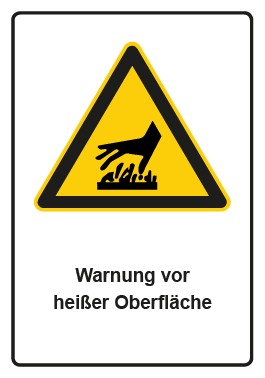 Aufkleber Warnzeichen Piktogramm & Text deutsch · Warnung vor heißer Oberfläche