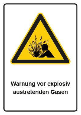 Magnetschild Warnzeichen Piktogramm & Text deutsch · Warnung vor explosiv austretenden Gasen