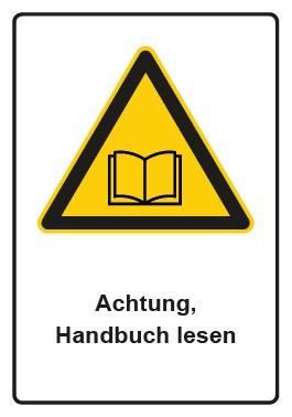 Schild Warnzeichen Piktogramm & Text deutsch · Hinweiszeichen Achtung, Handbuch lesen