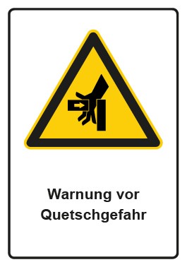 Aufkleber Warnzeichen Piktogramm & Text deutsch · Warnung vor Quetschgefahr