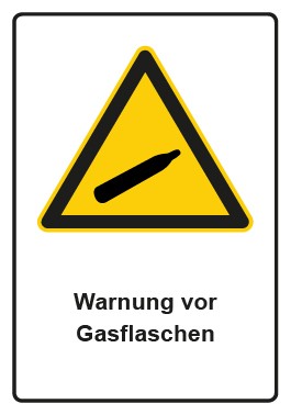 Schild Warnzeichen Piktogramm & Text deutsch · Warnung vor Gasflaschen | selbstklebend