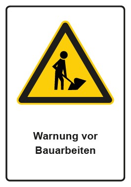 Schild Warnzeichen Piktogramm & Text deutsch · Warnung vor Bauarbeiten