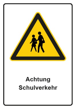 Aufkleber Warnzeichen Piktogramm & Text deutsch · Hinweiszeichen Achtung Schulverkehr | stark haftend