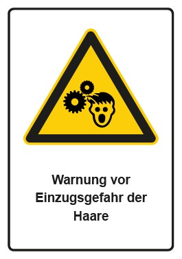 Aufkleber Warnzeichen Piktogramm & Text deutsch · Warnung vor Einzugsgefahr der Haare