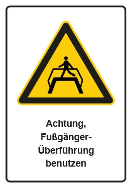Magnetschild Warnzeichen Piktogramm & Text deutsch · Hinweiszeichen Achtung, Fußgänger Überführung benutzen