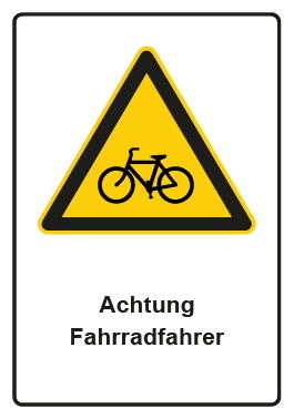 Magnetschild Warnzeichen Piktogramm & Text deutsch · Hinweiszeichen Achtung Fahrradfahrer