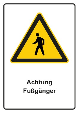 Aufkleber Warnzeichen Piktogramm & Text deutsch · Hinweiszeichen Achtung Fußgänger | stark haftend